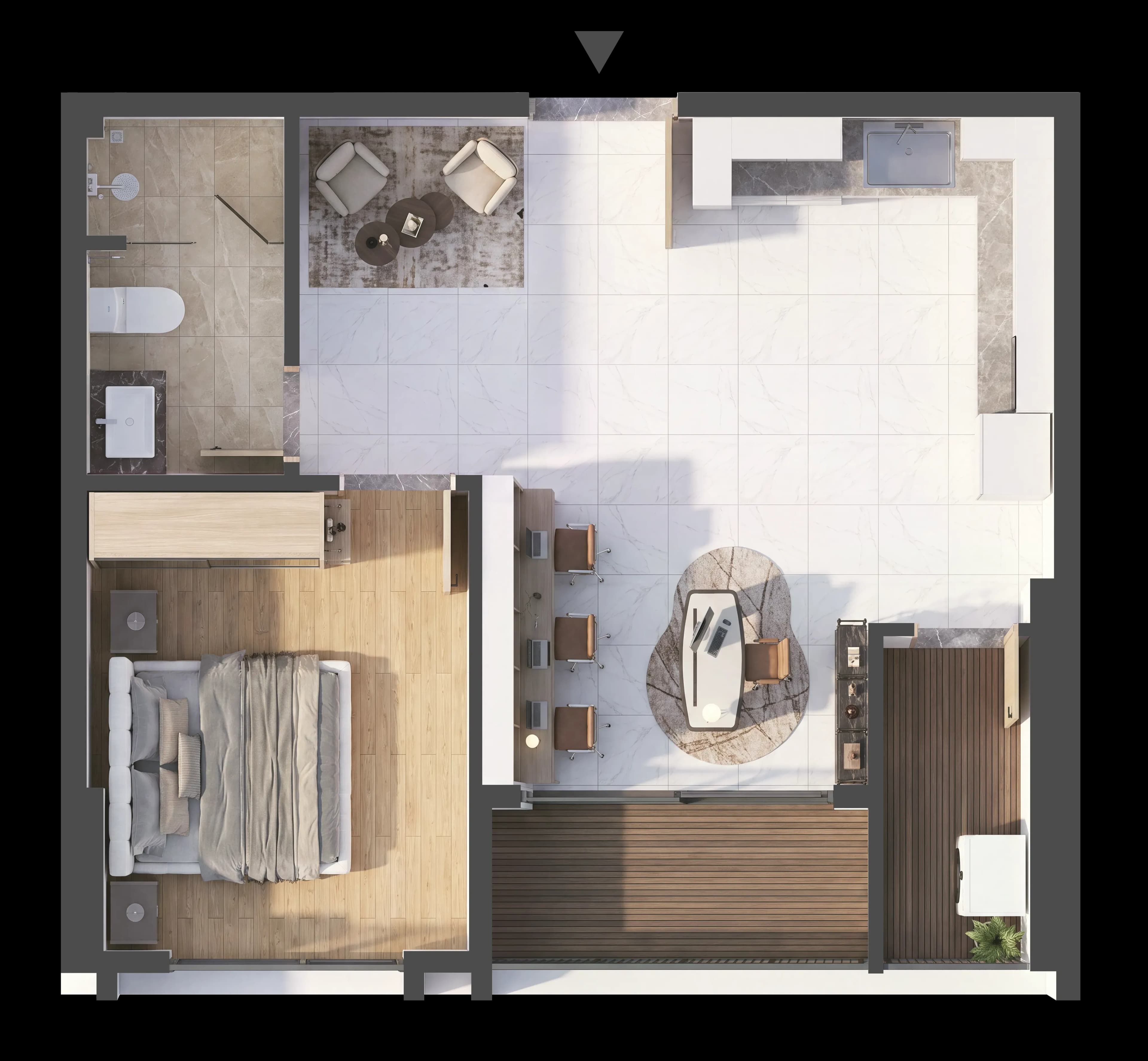 Mặt bằng 3D CĂN HỘ A.09