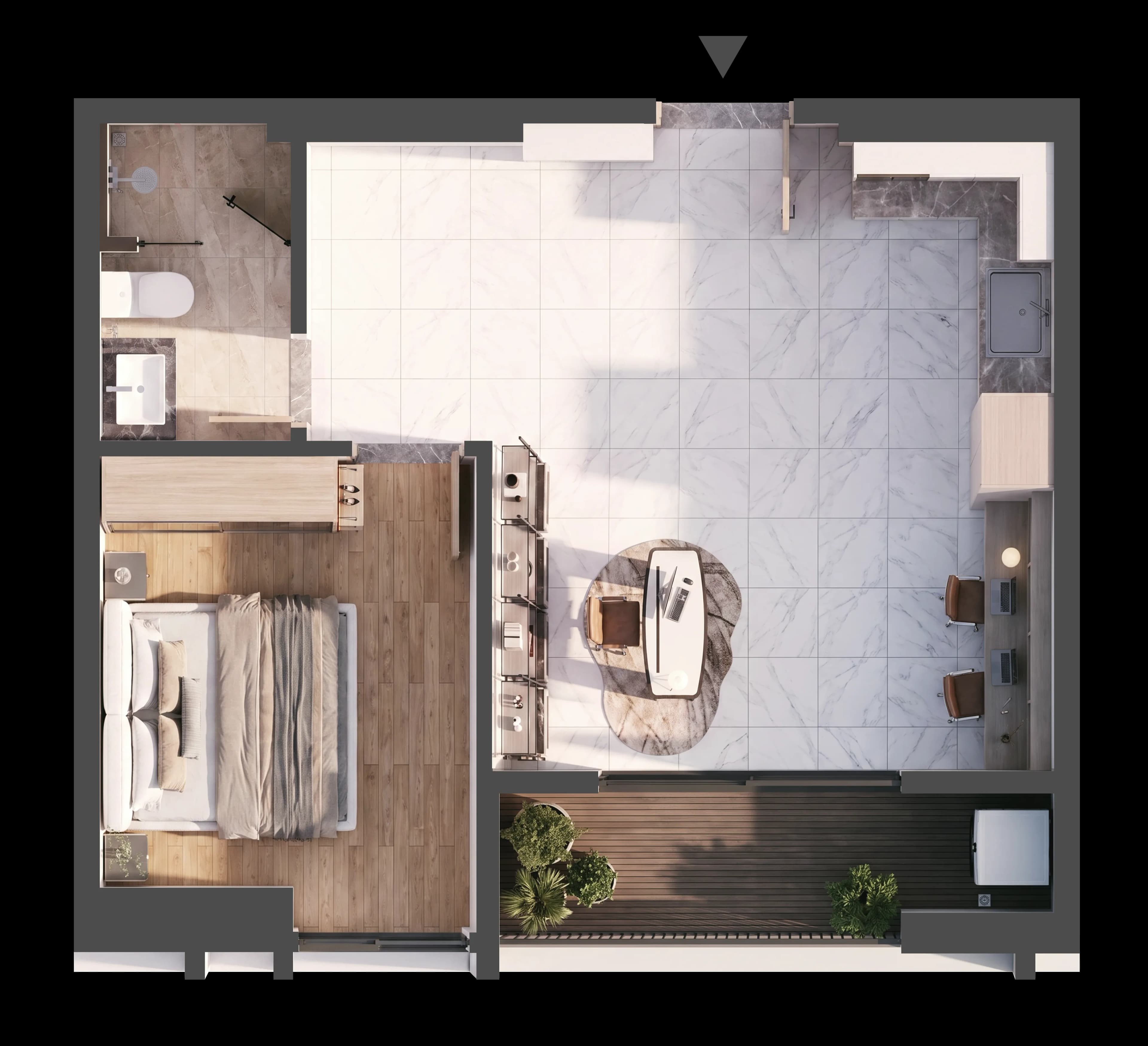 Mặt bằng 3D CĂN HỘ A.10