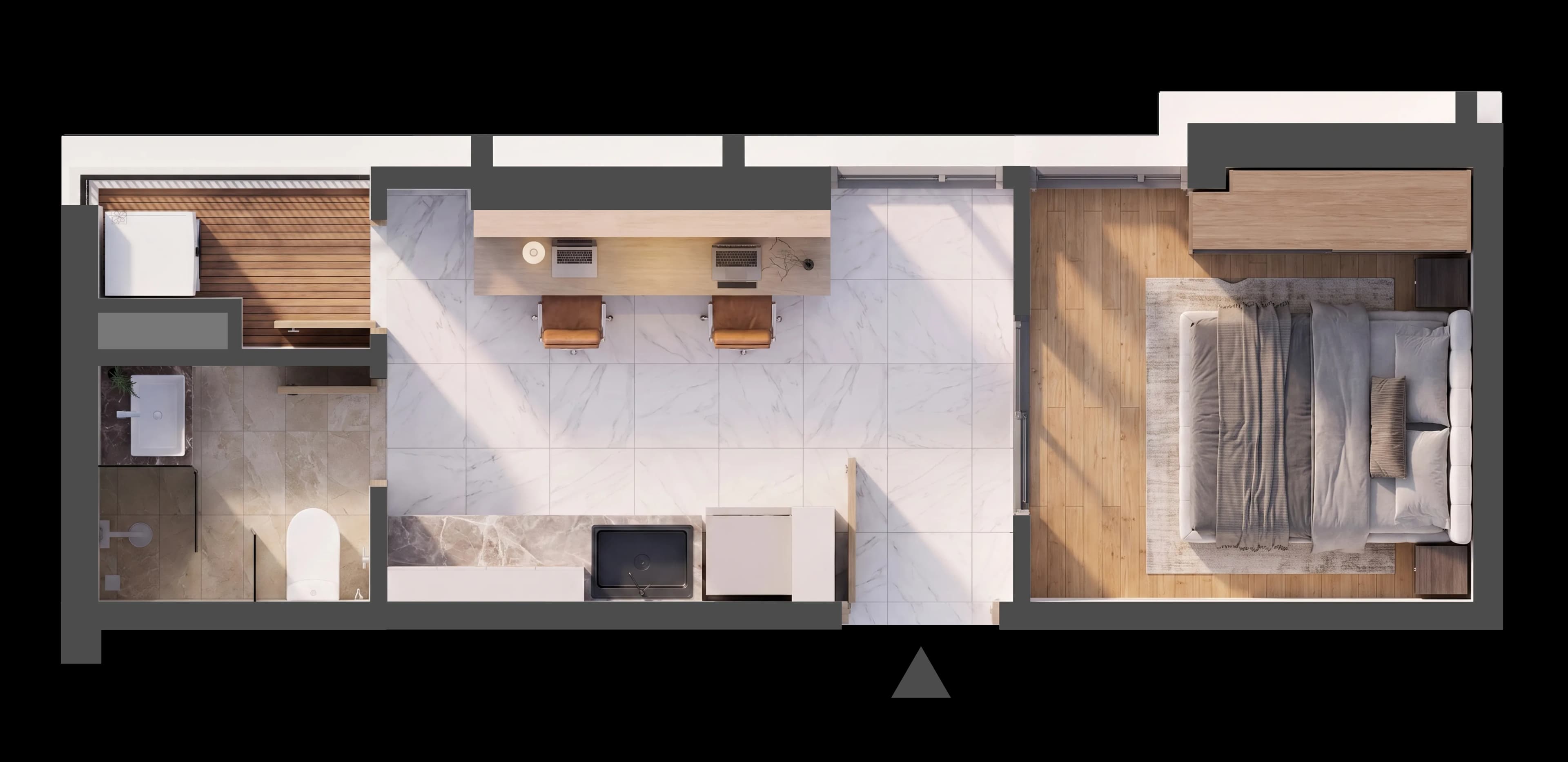 Mặt bằng 3D CĂN HỘ A.18