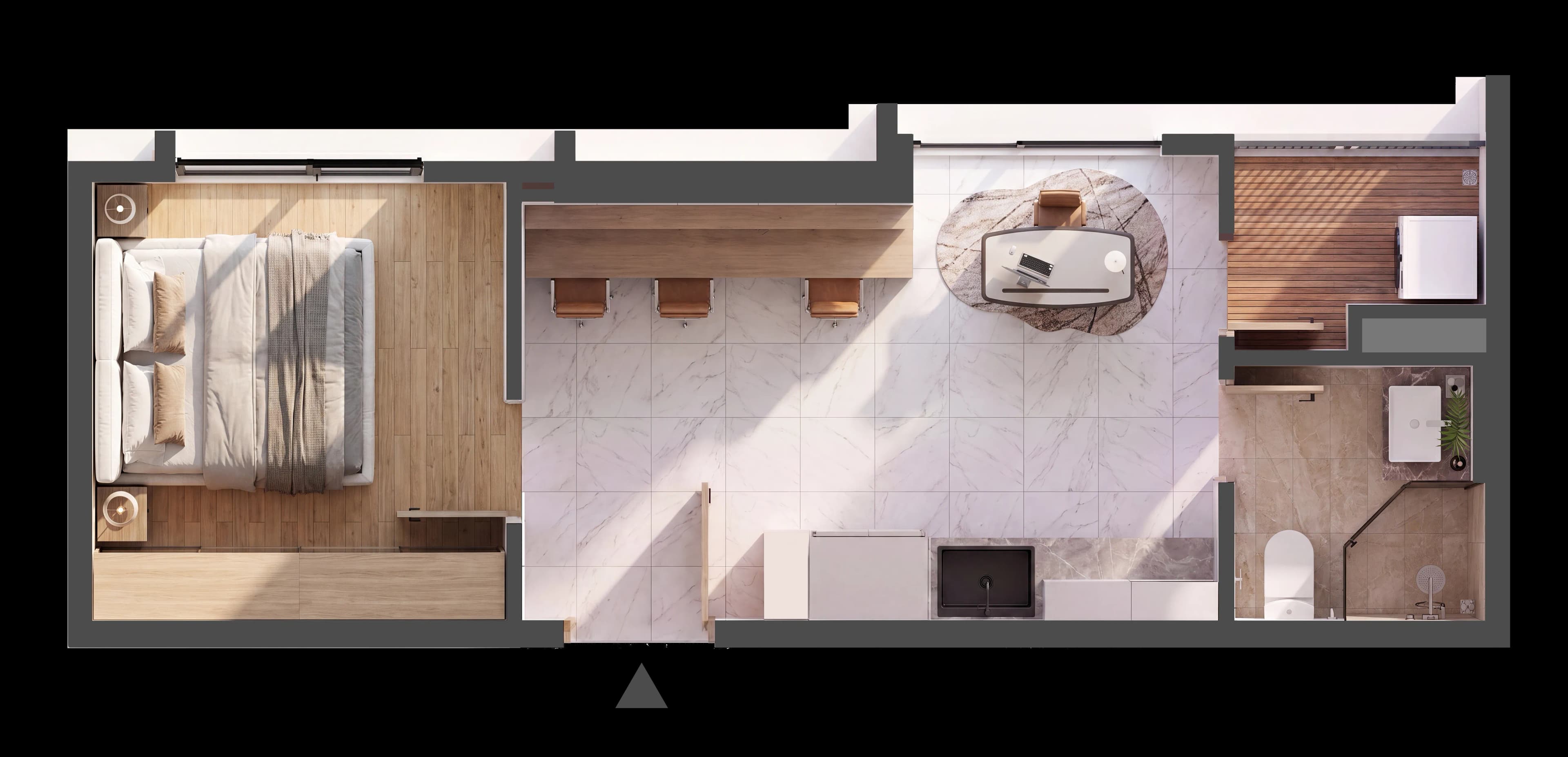 Mặt bằng 3D CĂN HỘ A.19