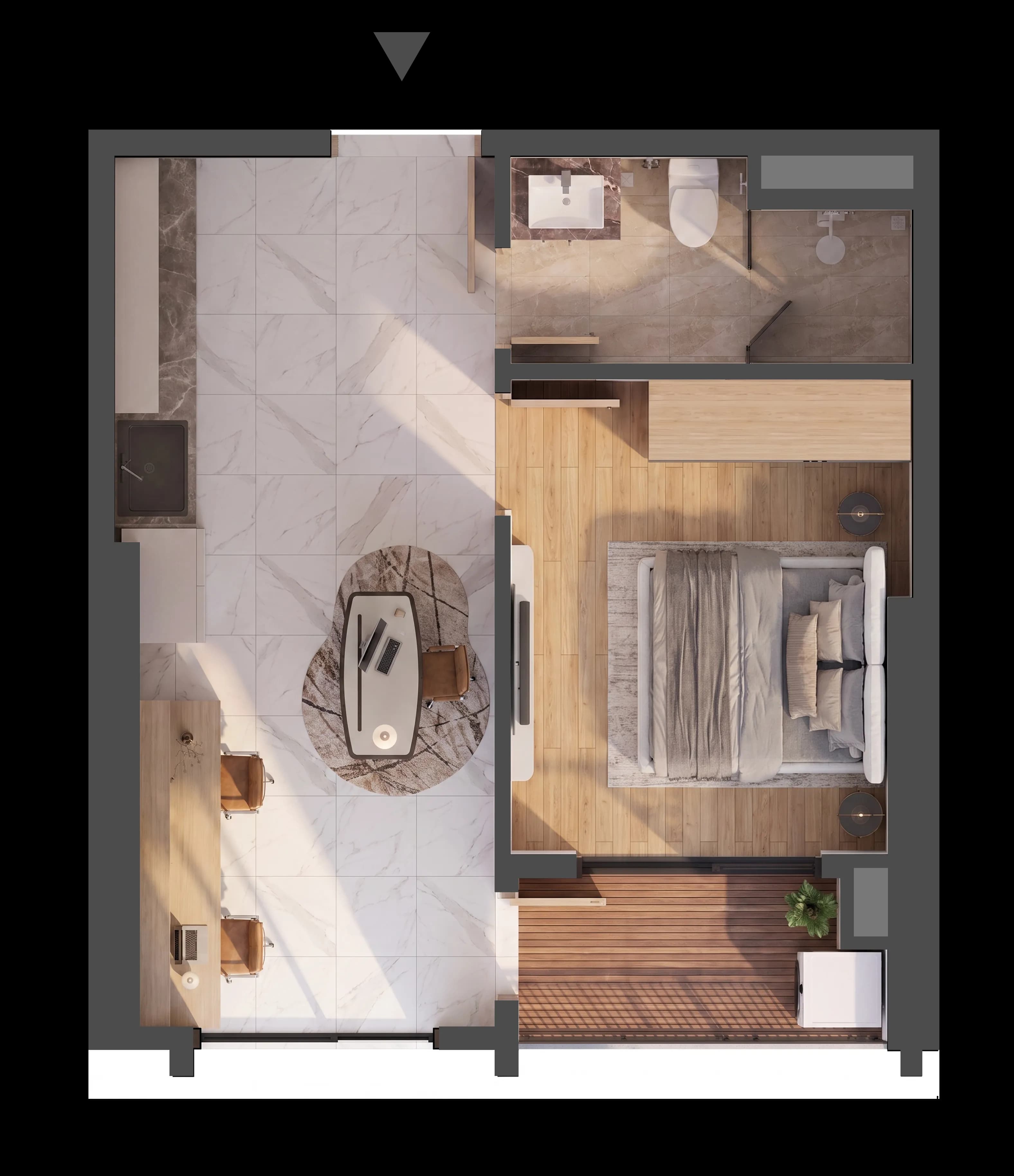 Mặt bằng 3D CĂN HỘ A.05