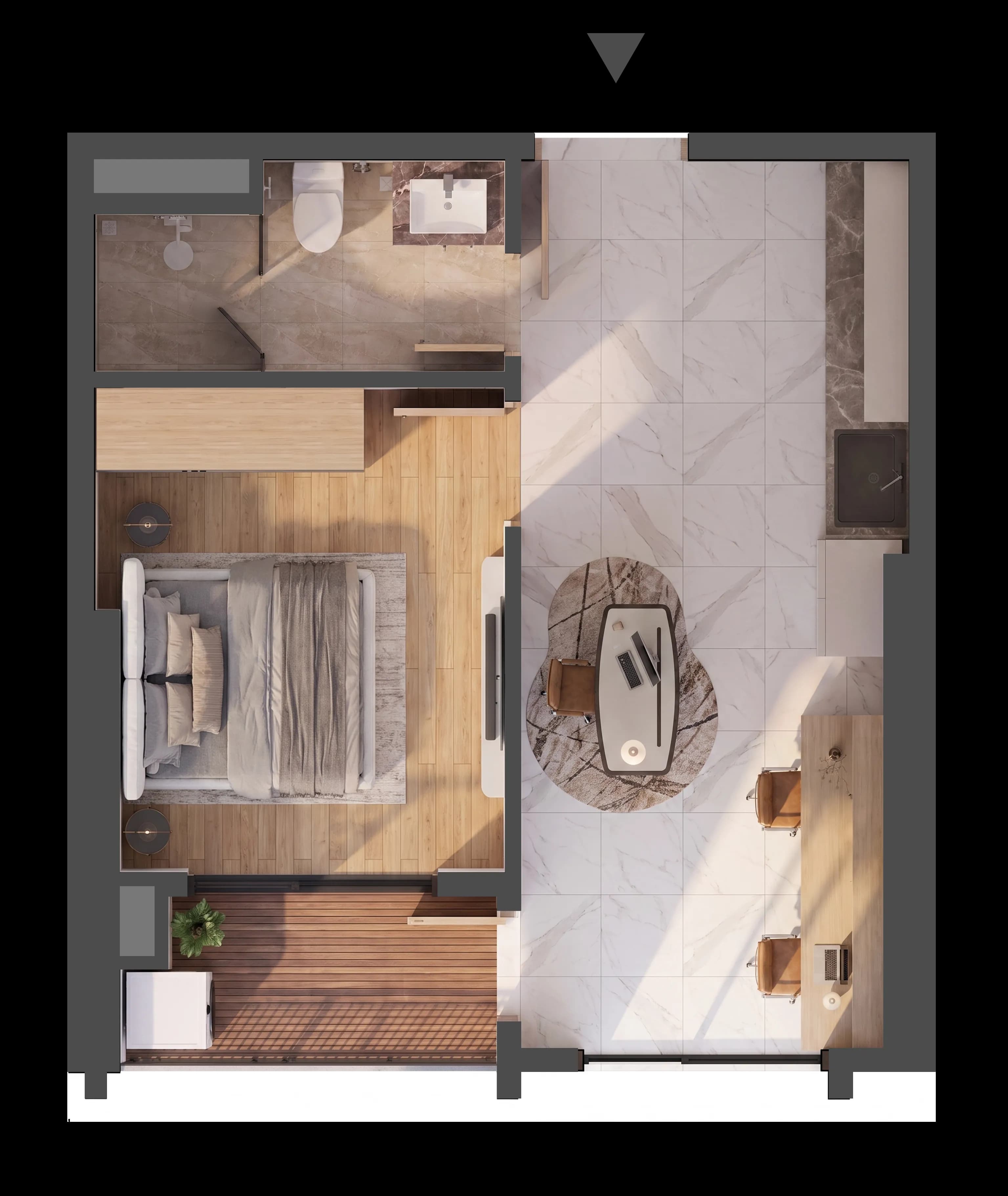 Mặt bằng 3D CĂN HỘ A.06