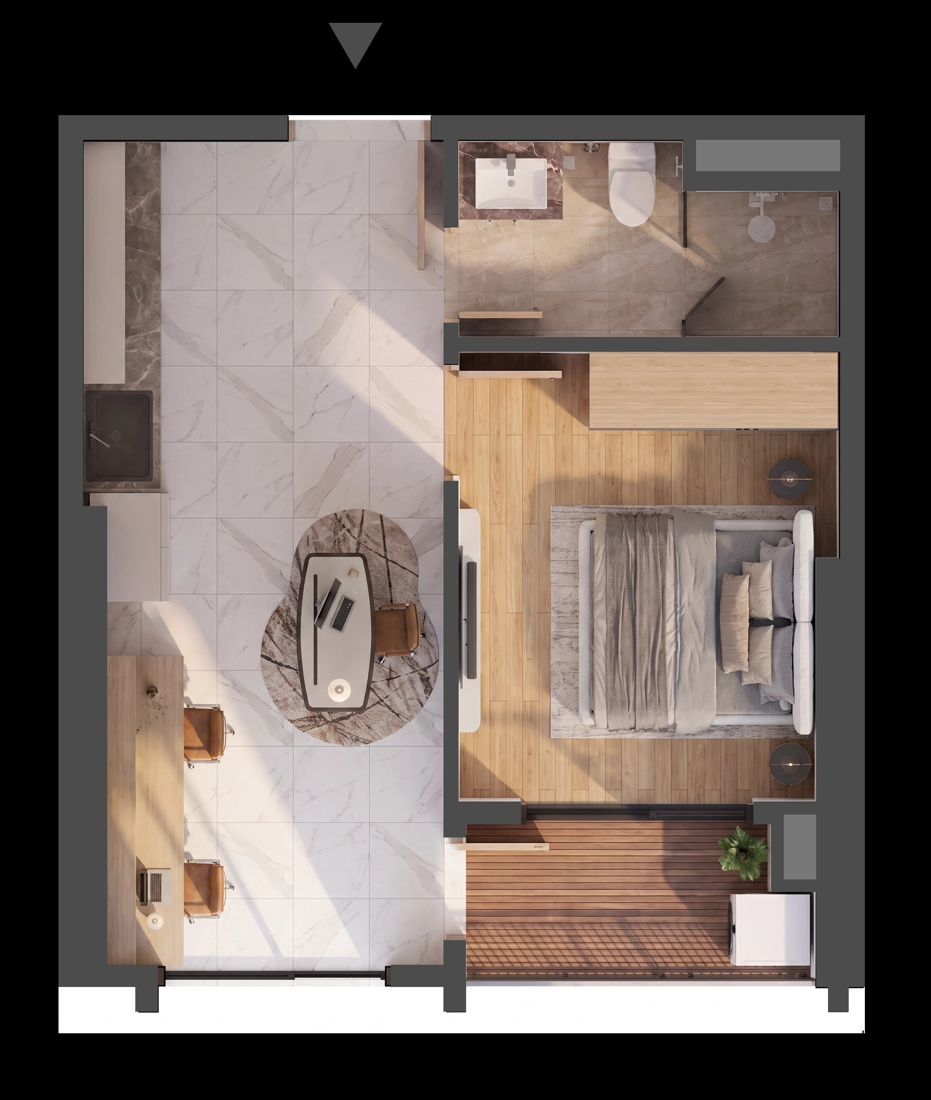 Mặt bằng 3D CĂN HỘ A.07