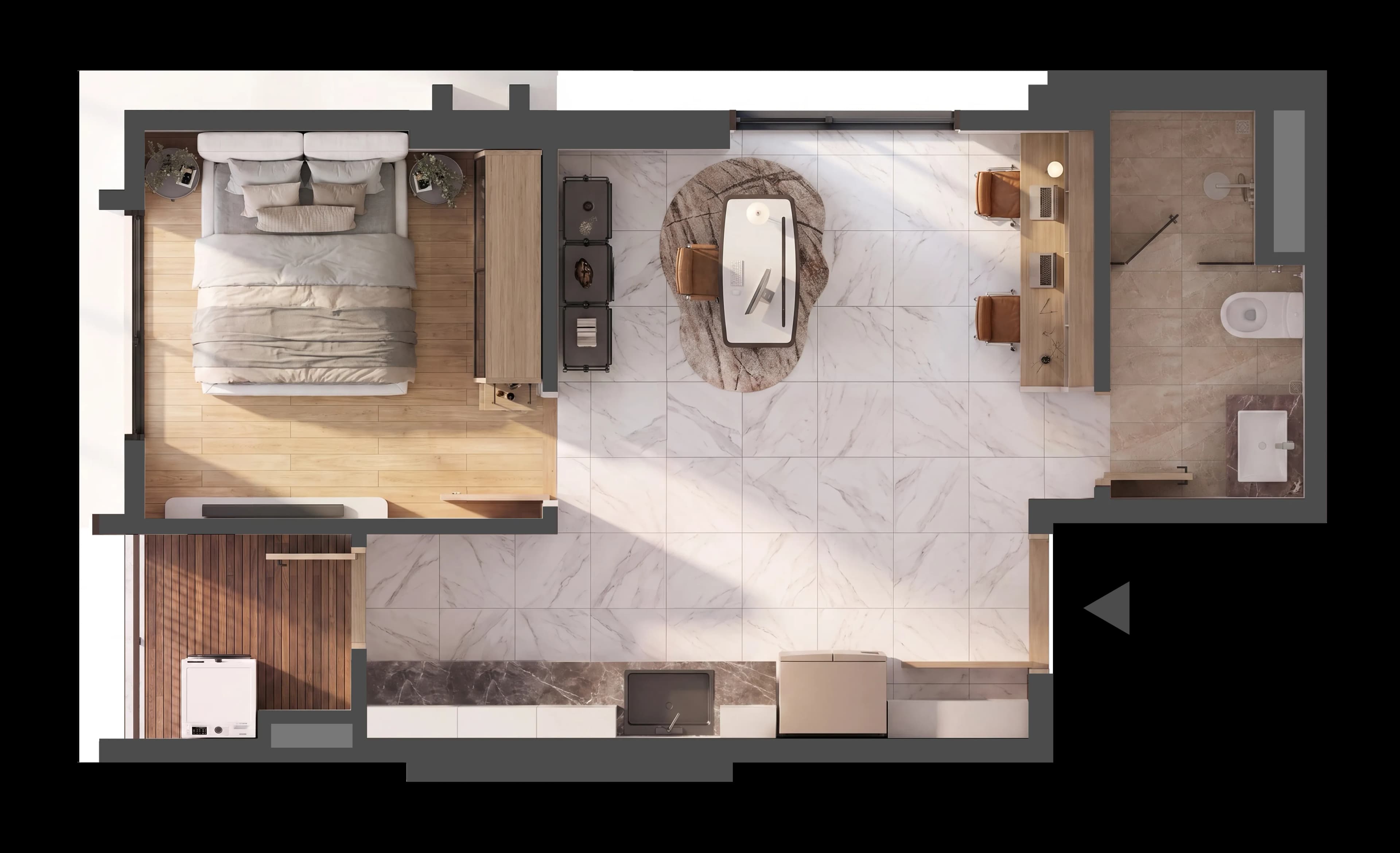 Mặt bằng 3D CĂN HỘ A.12