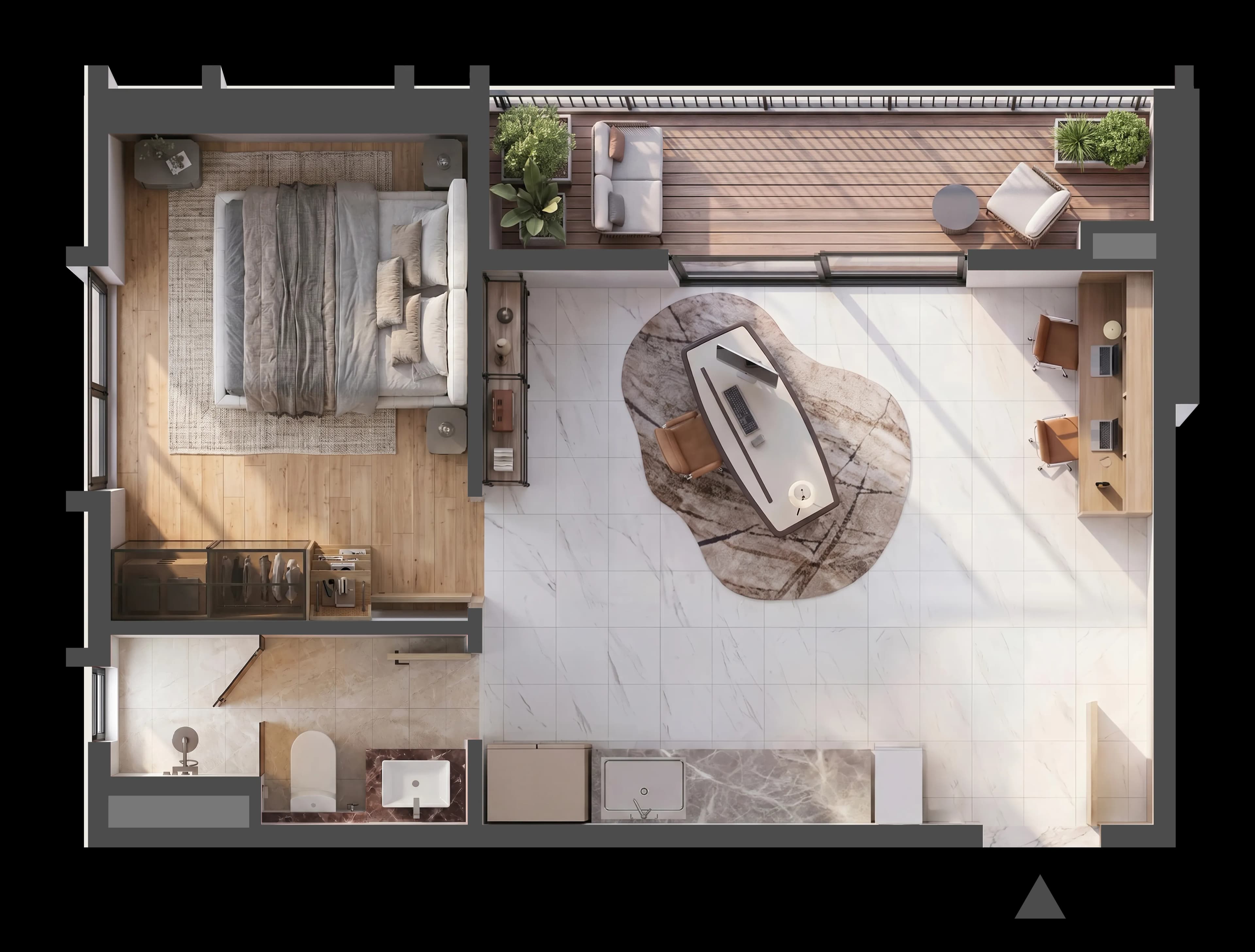 Mặt bằng 3D CĂN HỘ B.04