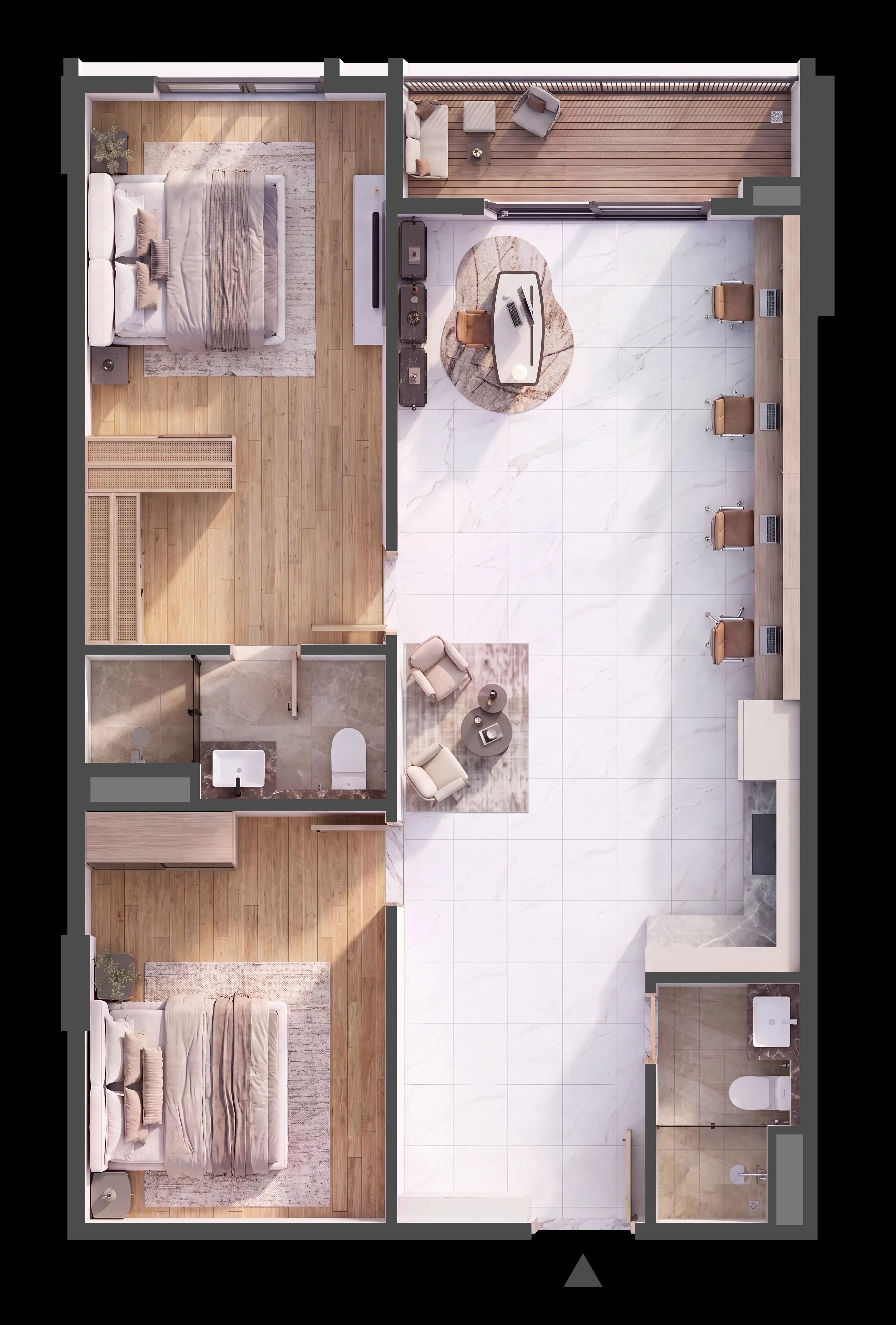 Mặt bằng 3D CĂN HỘ B.07