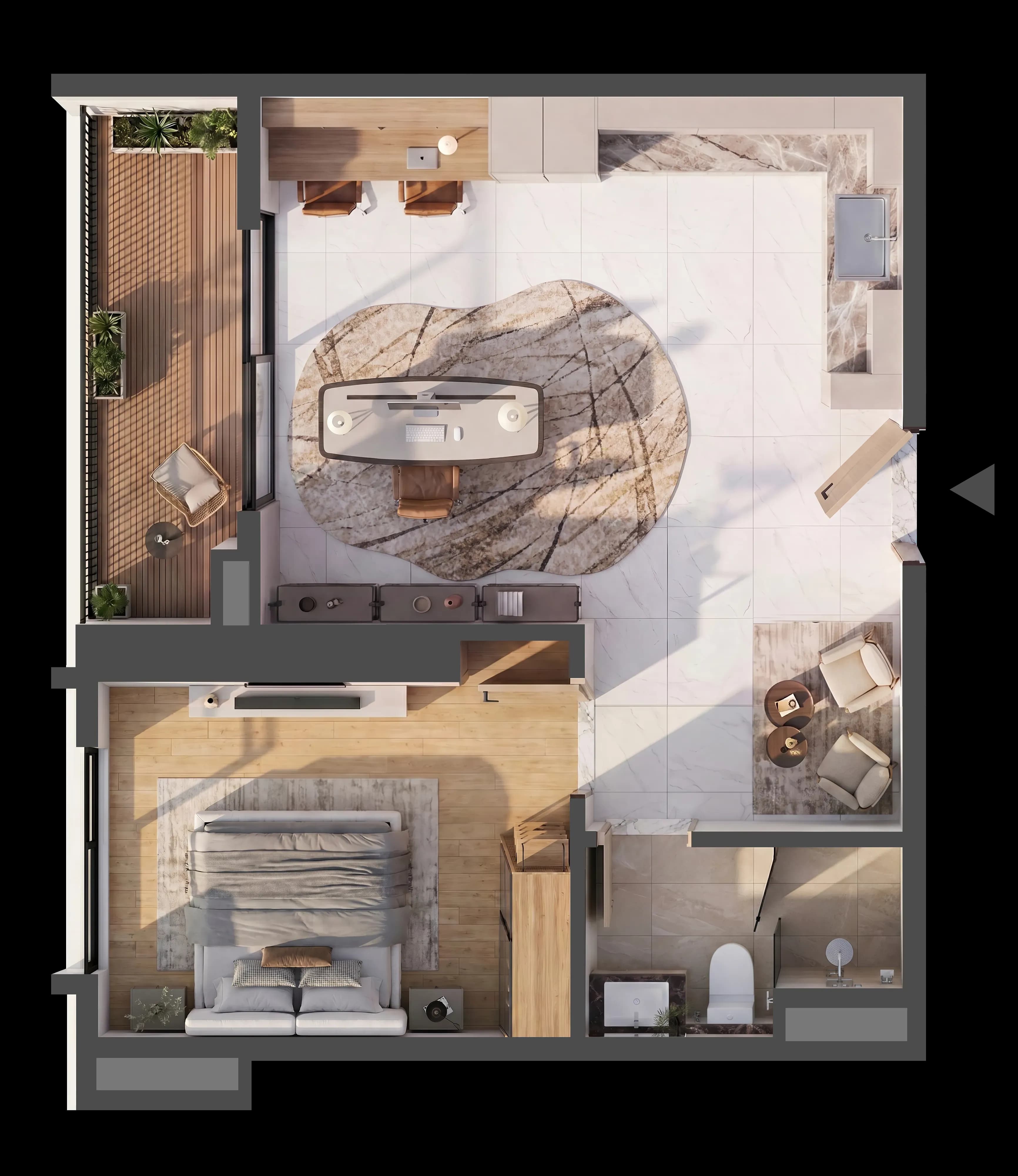 Mặt bằng 3D CĂN HỘ B.02