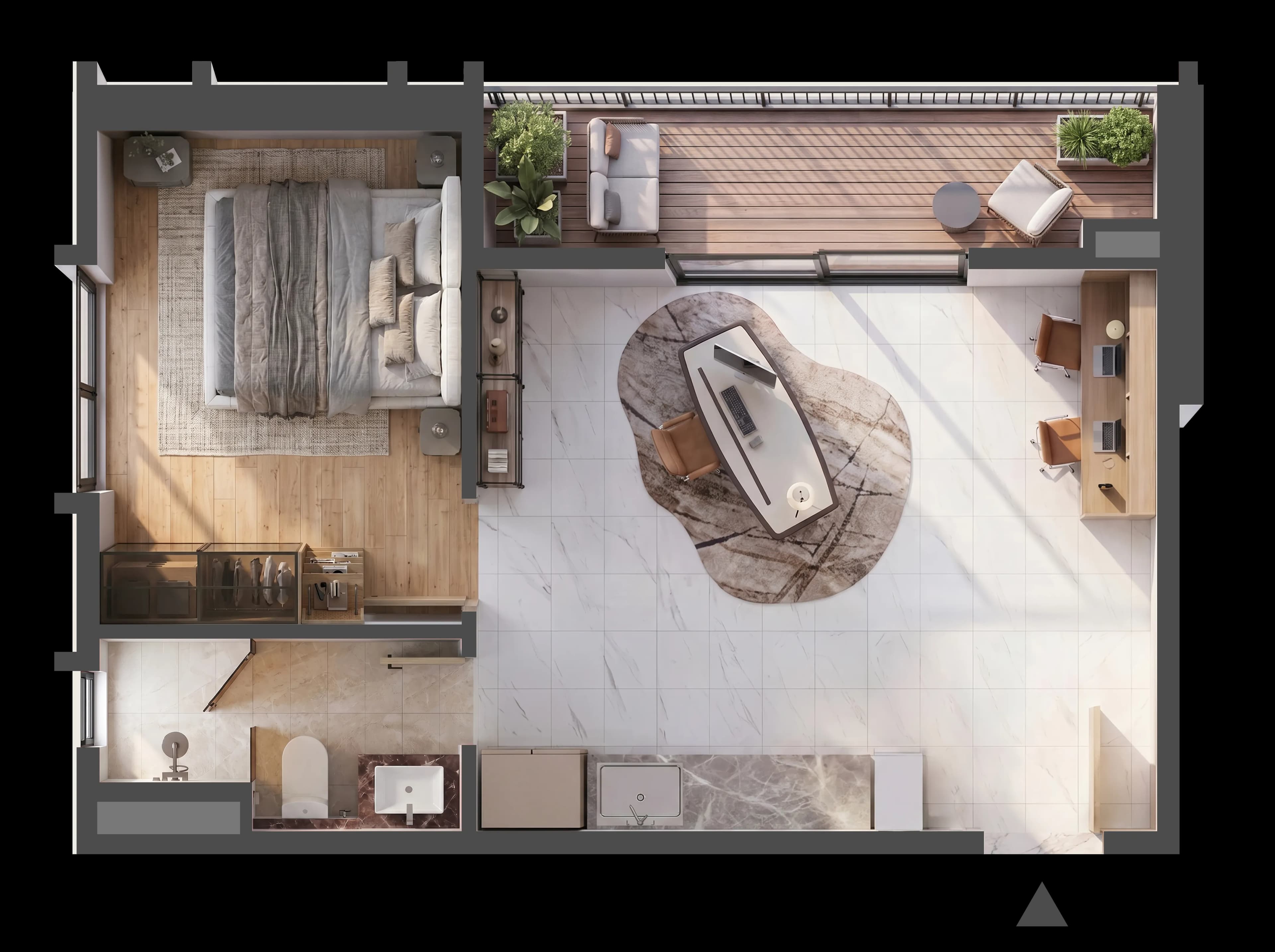 Mặt bằng 3D CĂN HỘ B.04