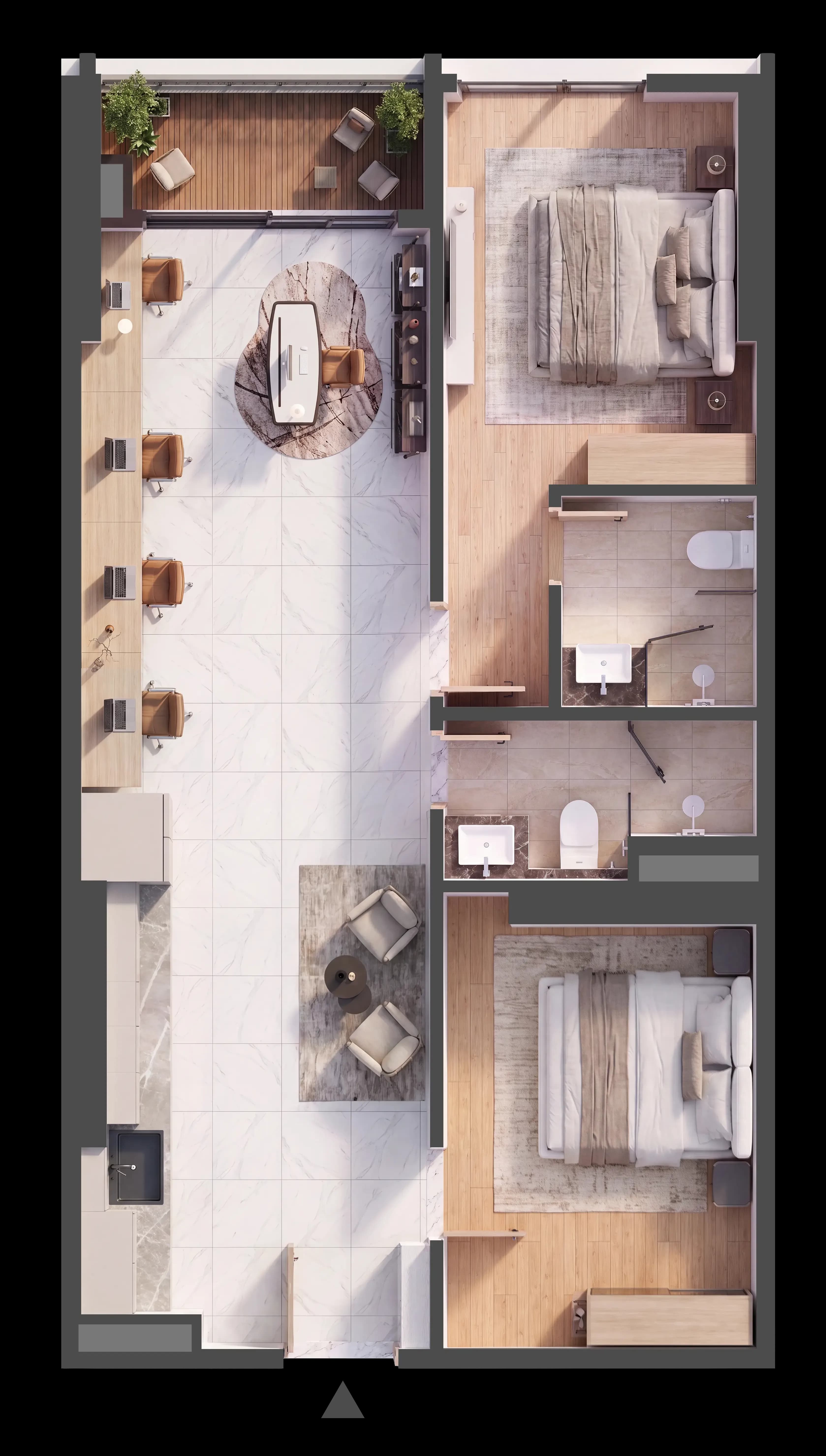 Mặt bằng 3D CĂN HỘ B.05