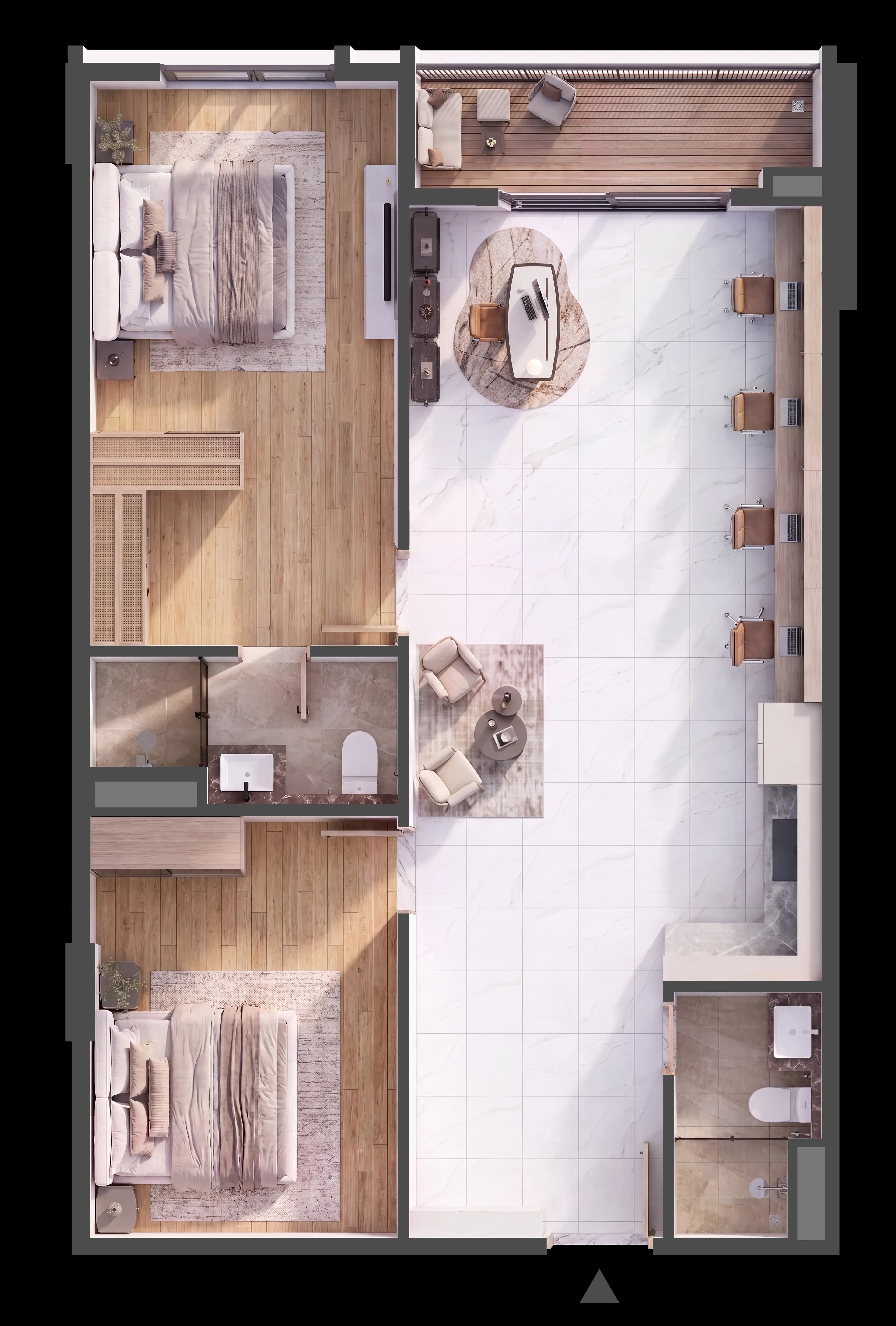 Mặt bằng 3D CĂN HỘ B.07