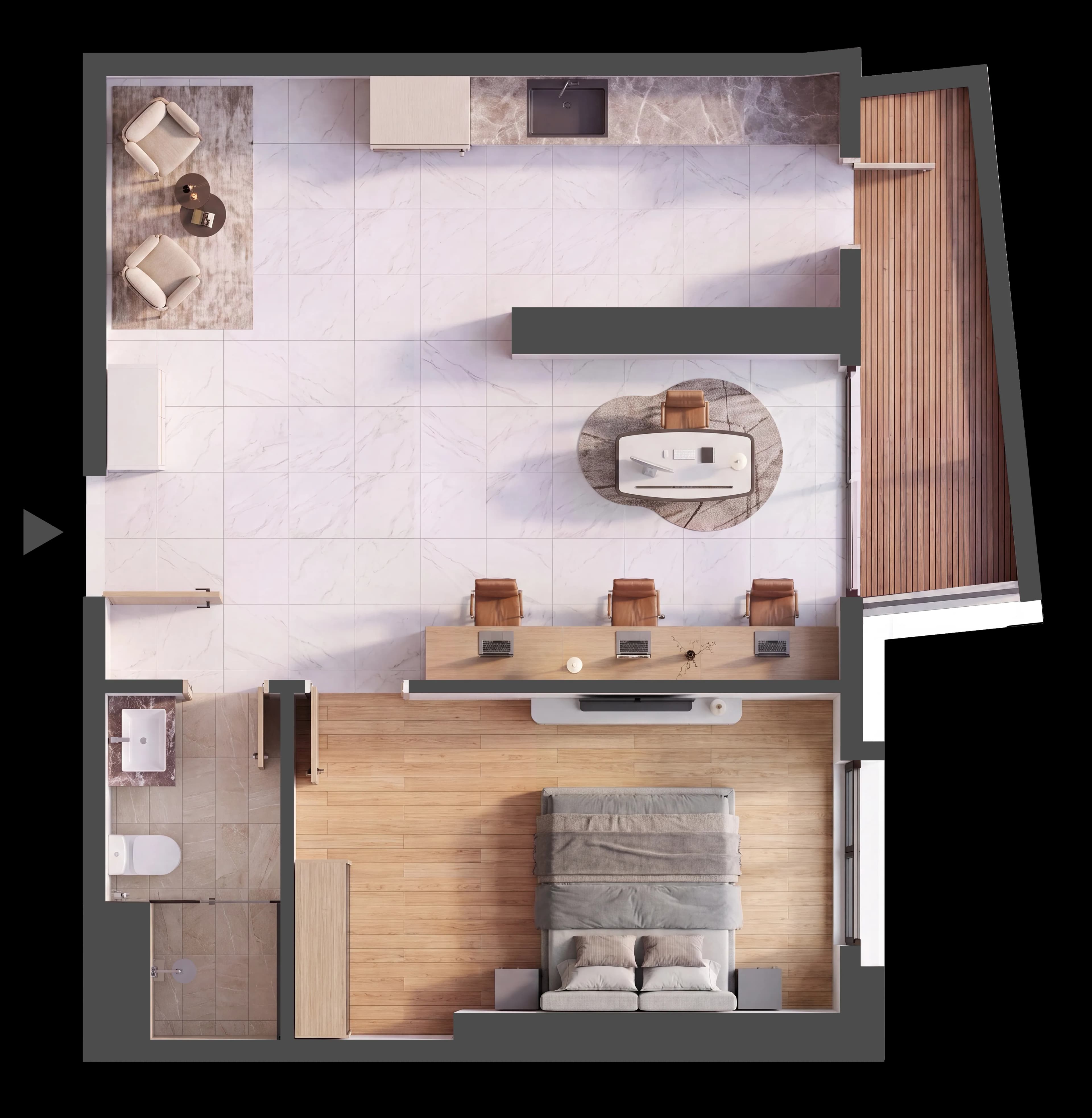 Mặt bằng 3D CĂN HỘ B.10