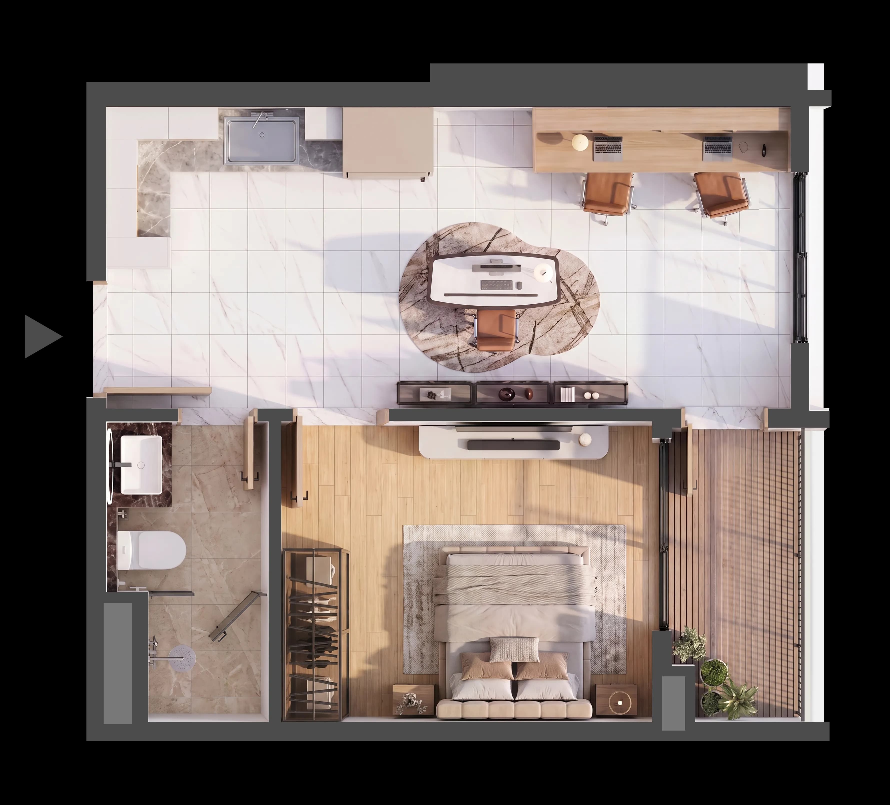 Mặt bằng 3D CĂN HỘ B.11