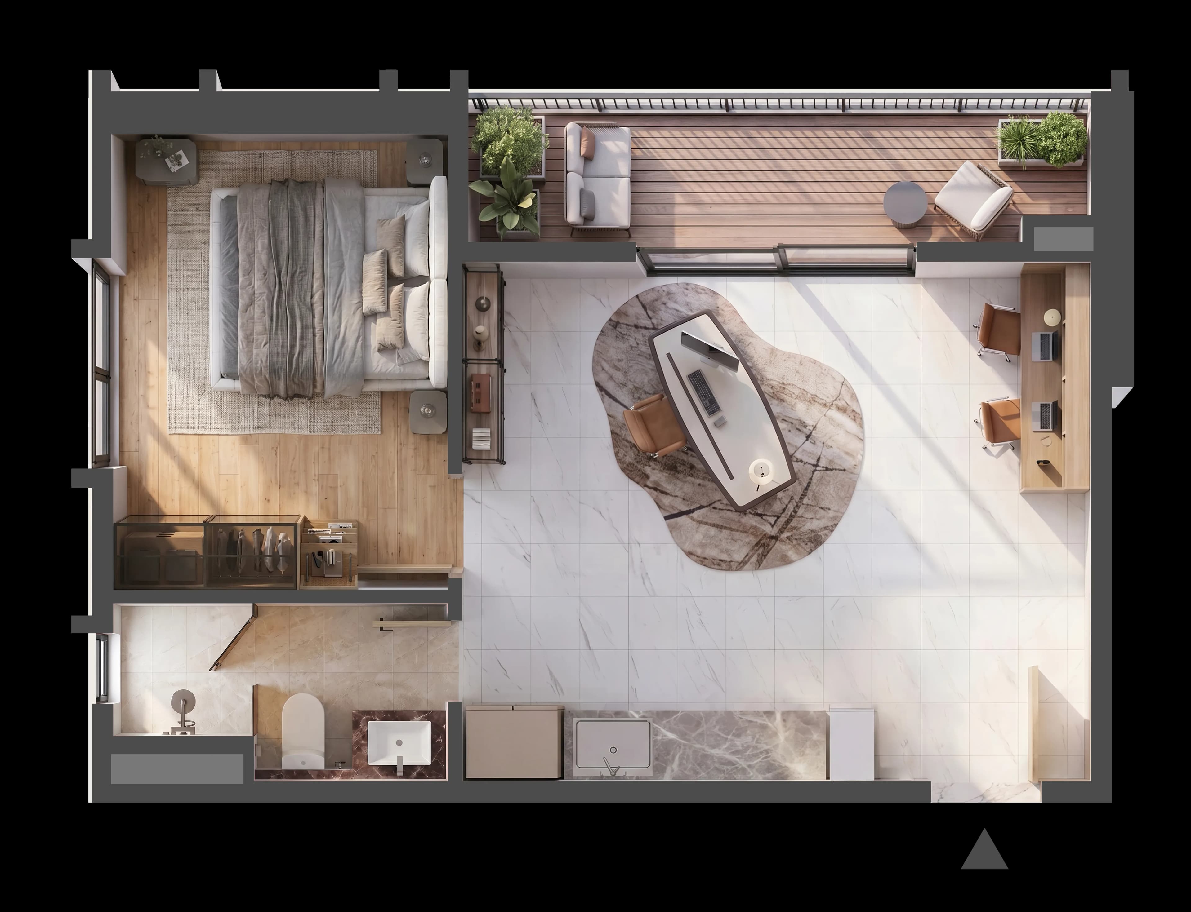 Mặt bằng 3D CĂN HỘ B.04