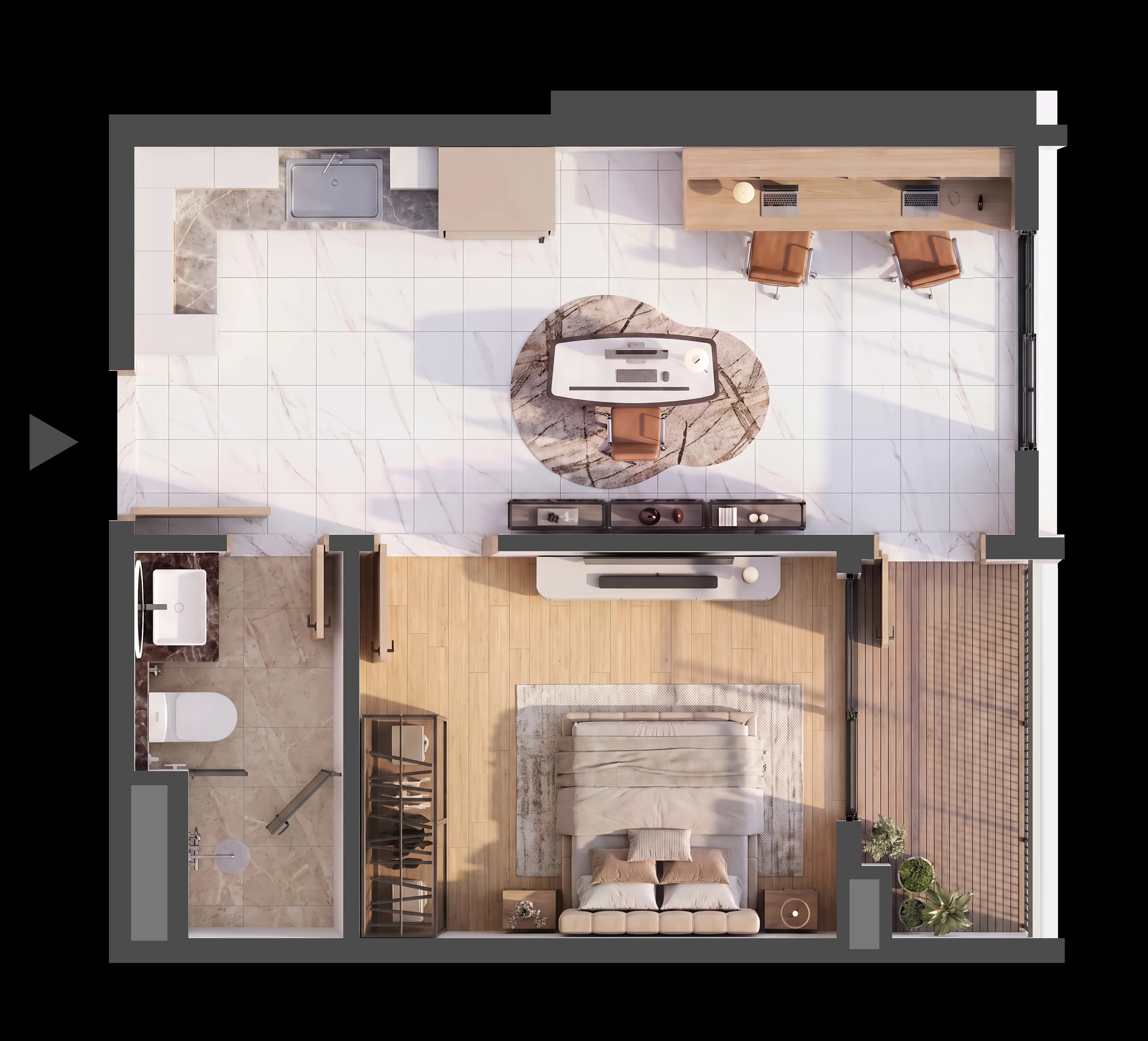 Mặt bằng 3D CĂN HỘ B.07