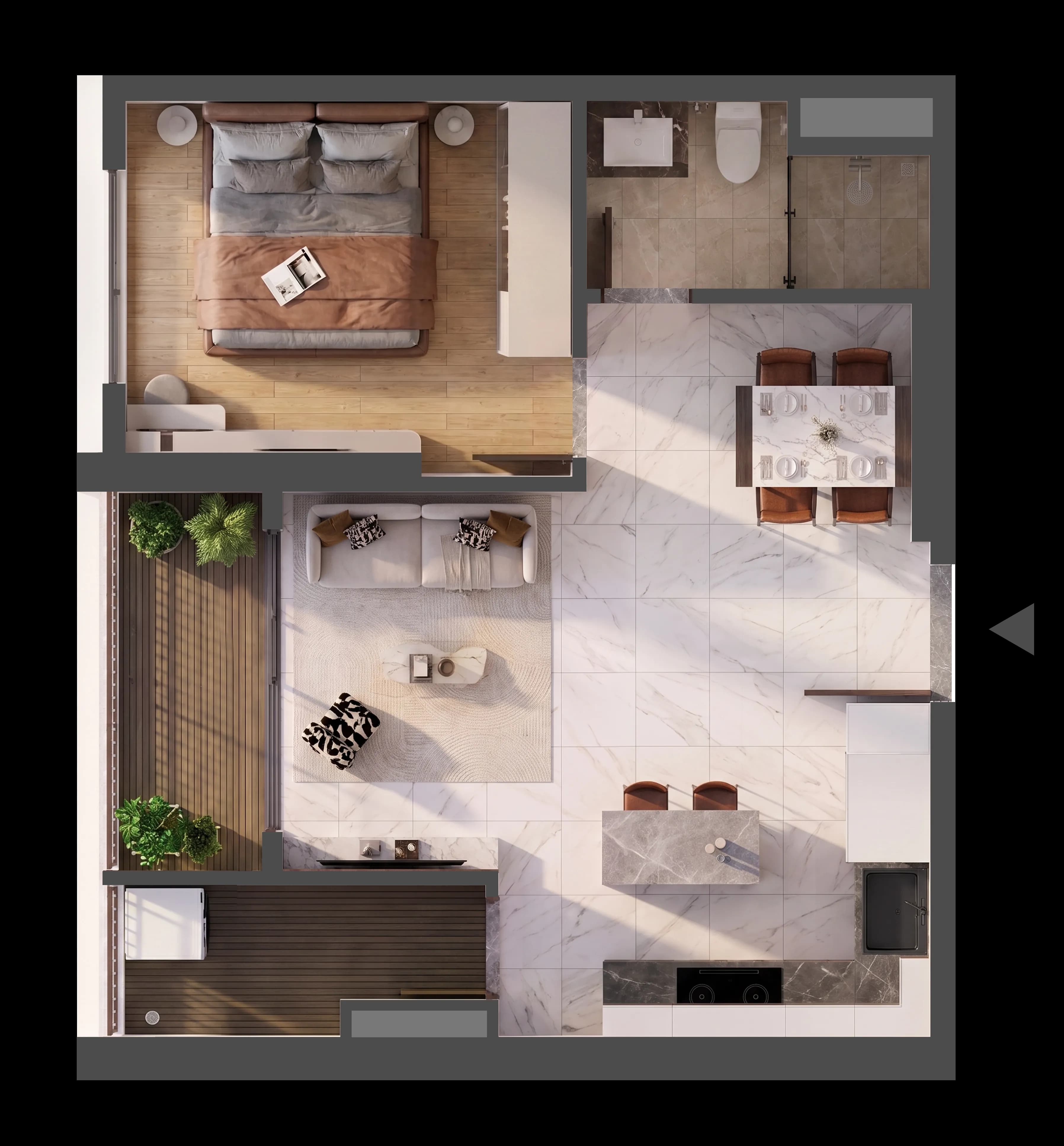 Mặt bằng 3D CĂN HỘ B.01