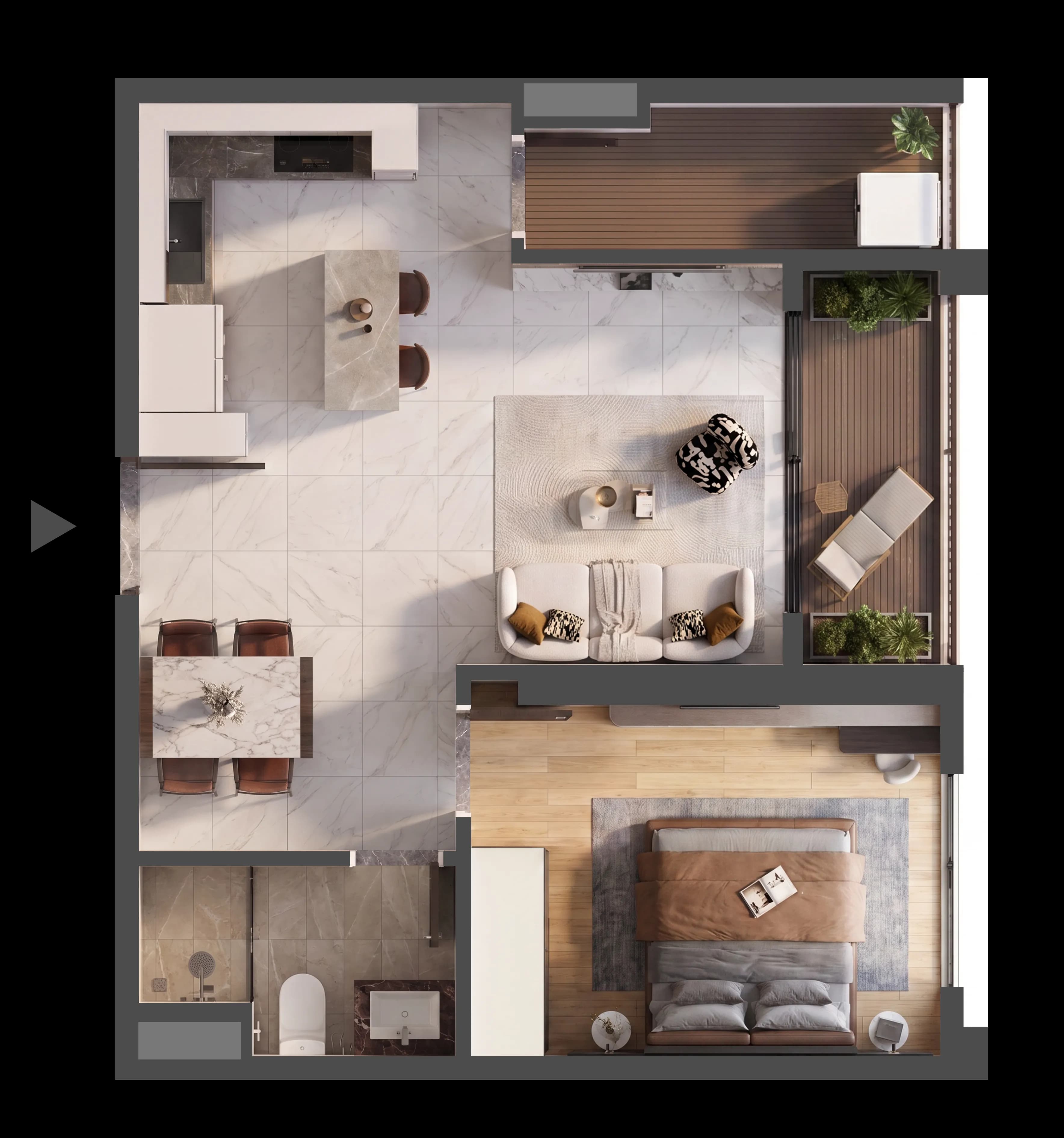 Mặt bằng 3D CĂN HỘ B.04