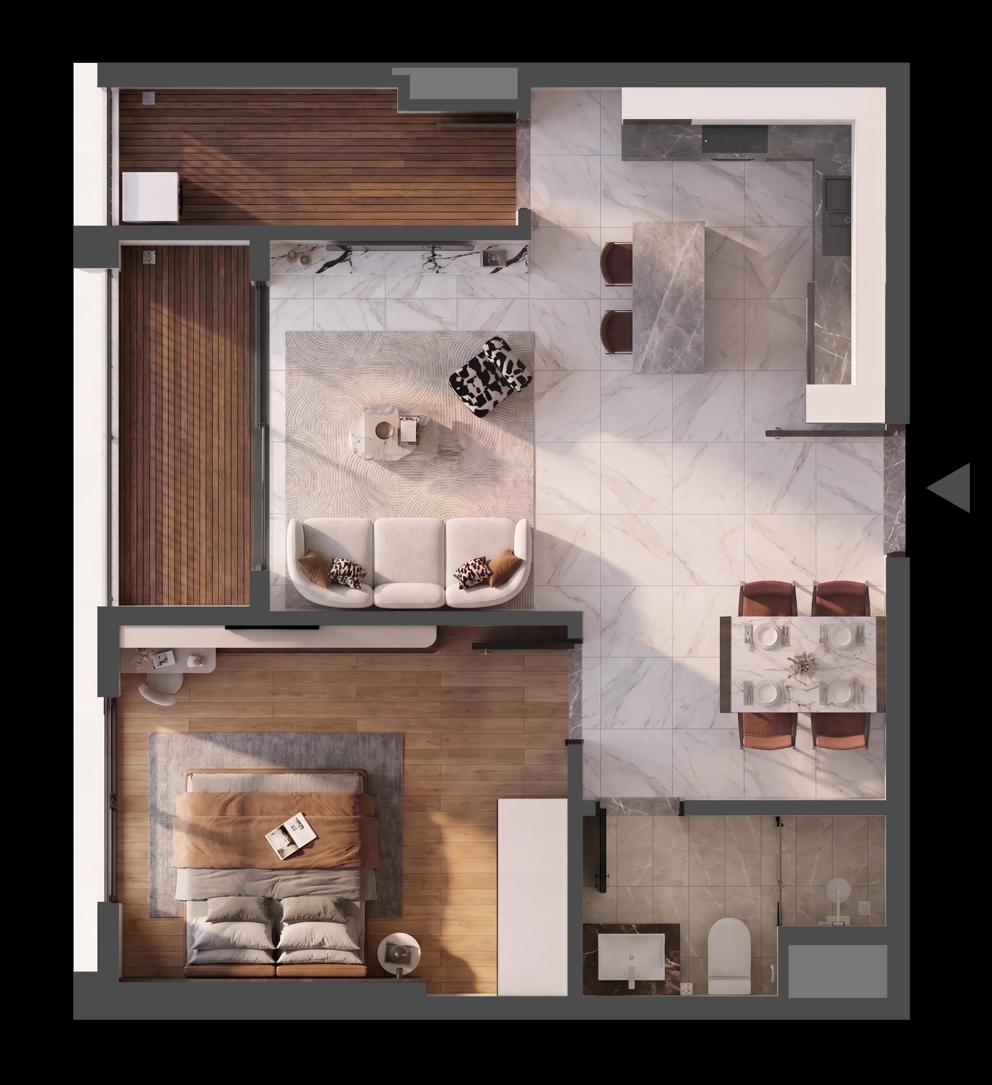 Mặt bằng 3D CĂN HỘ B.10