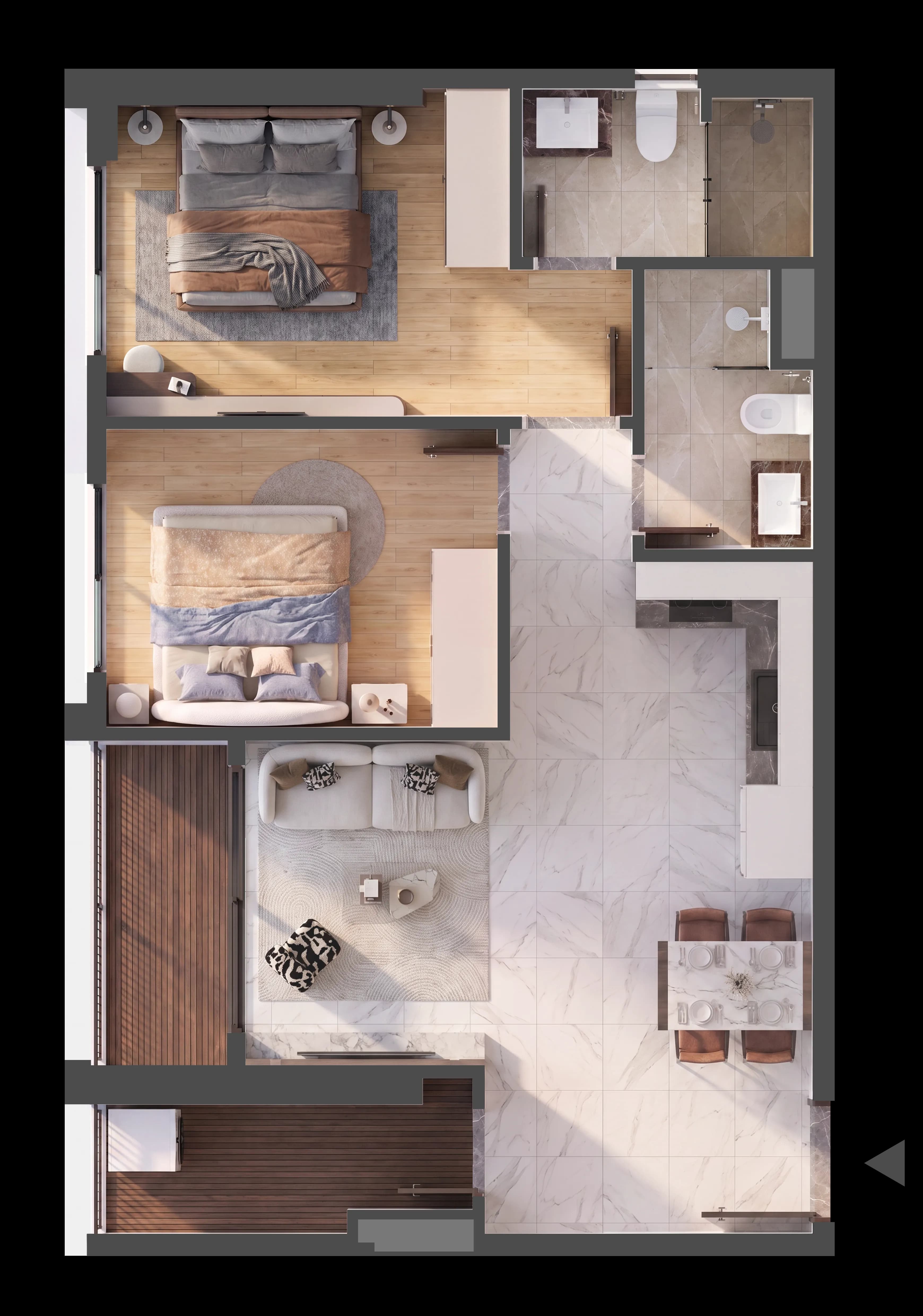 Mặt bằng 3D CĂN HỘ B.11